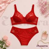 The Bella – Red Lace Fancy Bra Set for Women by Elanora Secrets