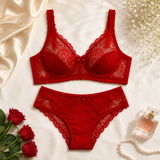 The Bella – Red Lace Fancy Bra Set for Women by Elanora Secrets